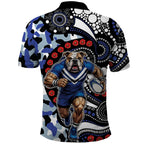 Canterbury Bulldogs ANZAC Day Polo Shirt Aboriginal Dot Poppy Remembrance Bulldog