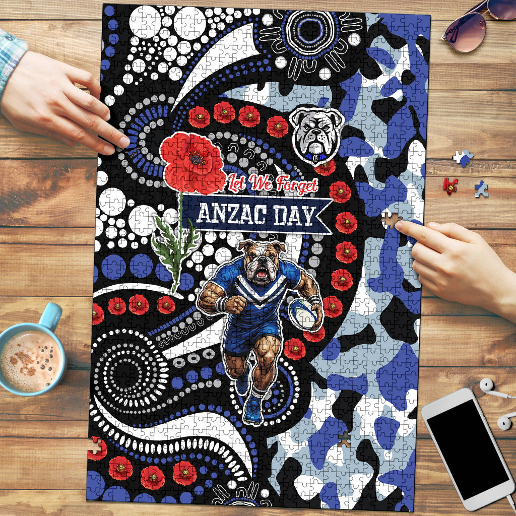Canterbury Bulldogs ANZAC Day Puzzle Aboriginal Dot Poppy Remembrance Bulldog