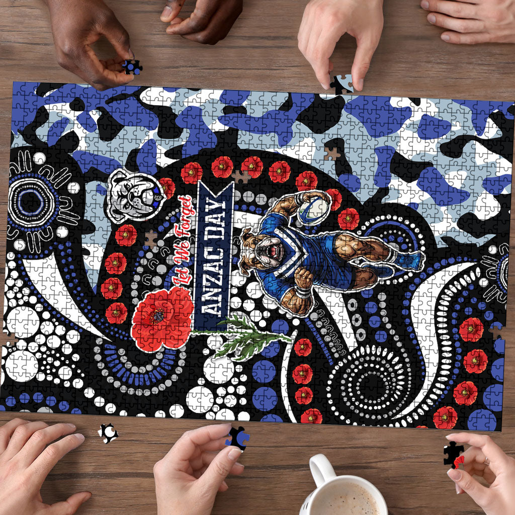 Canterbury Bulldogs ANZAC Day Puzzle Aboriginal Dot Poppy Remembrance Bulldog
