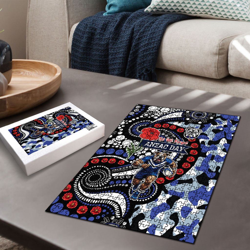 Canterbury Bulldogs ANZAC Day Puzzle Aboriginal Dot Poppy Remembrance Bulldog
