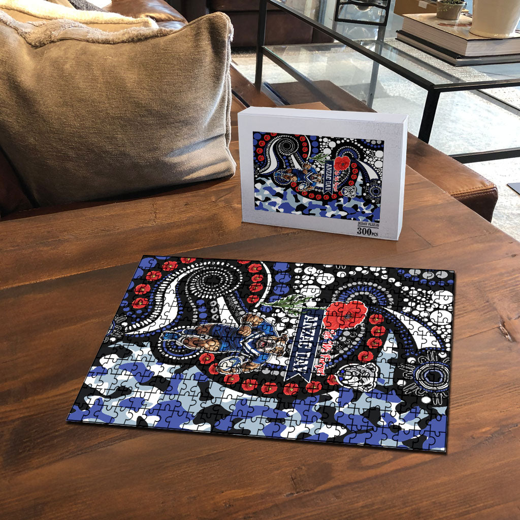 Canterbury Bulldogs ANZAC Day Puzzle Aboriginal Dot Poppy Remembrance Bulldog