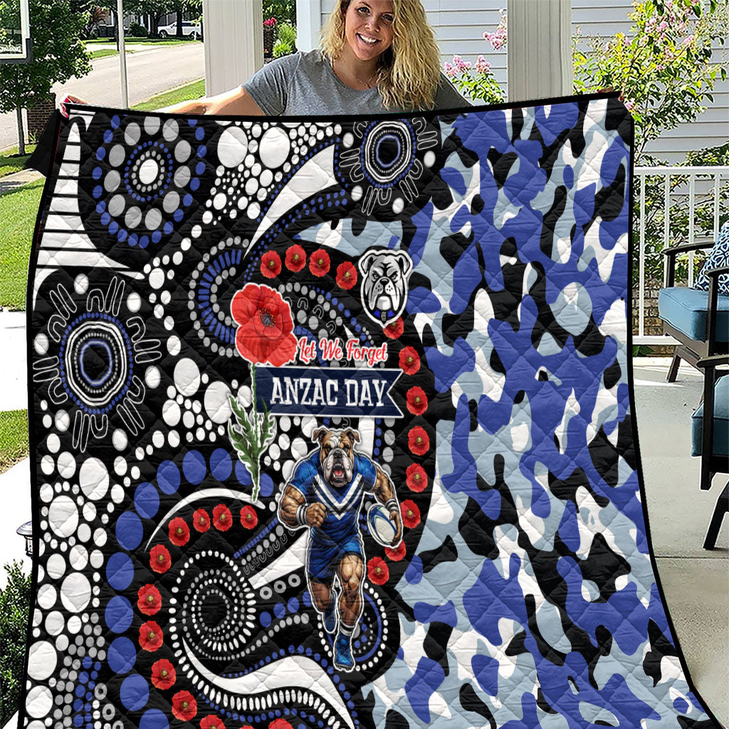 Canterbury Bulldogs ANZAC Day Quilt Aboriginal Dot Poppy Remembrance Bulldog