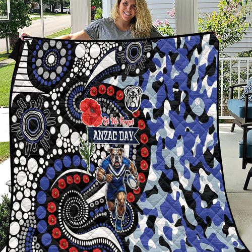 Canterbury Bulldogs ANZAC Day Quilt Aboriginal Dot Poppy Remembrance Bulldog