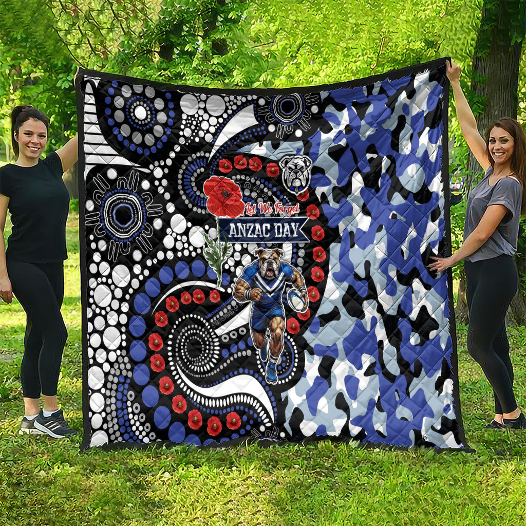 Canterbury Bulldogs ANZAC Day Quilt Aboriginal Dot Poppy Remembrance Bulldog
