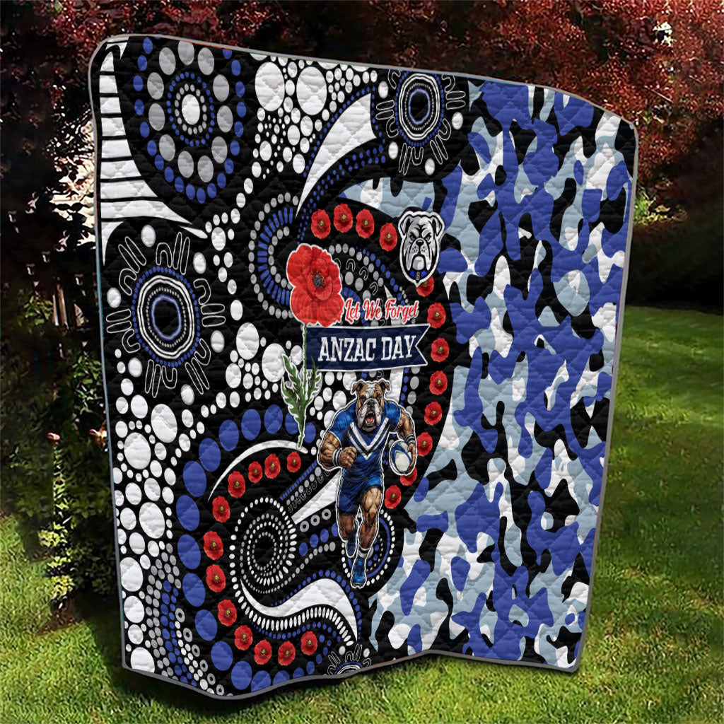 Canterbury Bulldogs ANZAC Day Quilt Aboriginal Dot Poppy Remembrance Bulldog