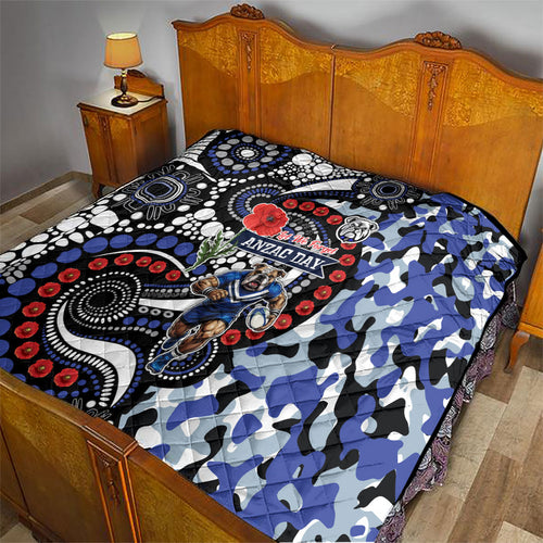 Canterbury Bulldogs ANZAC Day Quilt Aboriginal Dot Poppy Remembrance Bulldog