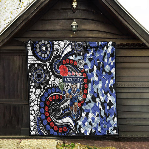 Canterbury Bulldogs ANZAC Day Quilt Aboriginal Dot Poppy Remembrance Bulldog