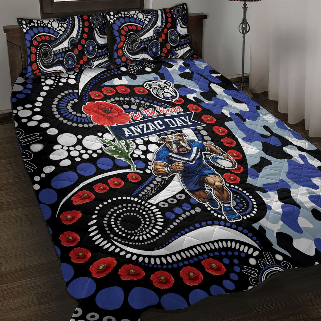 Canterbury Bulldogs ANZAC Day Quilt Bed Set Aboriginal Dot Poppy Remembrance Bulldog