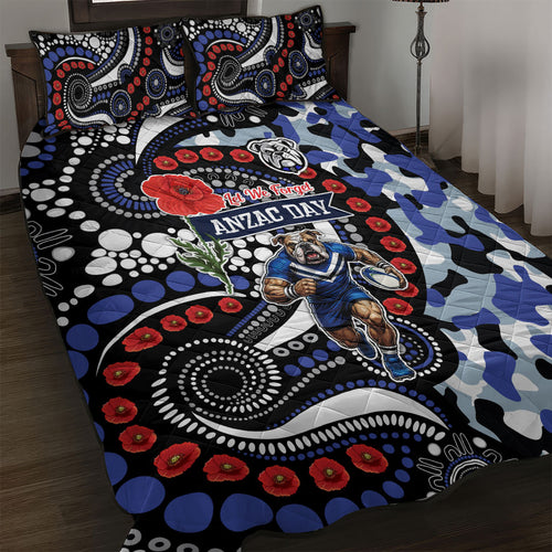 Canterbury Bulldogs ANZAC Day Quilt Bed Set Aboriginal Dot Poppy Remembrance Bulldog