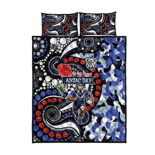 Canterbury Bulldogs ANZAC Day Quilt Bed Set Aboriginal Dot Poppy Remembrance Bulldog