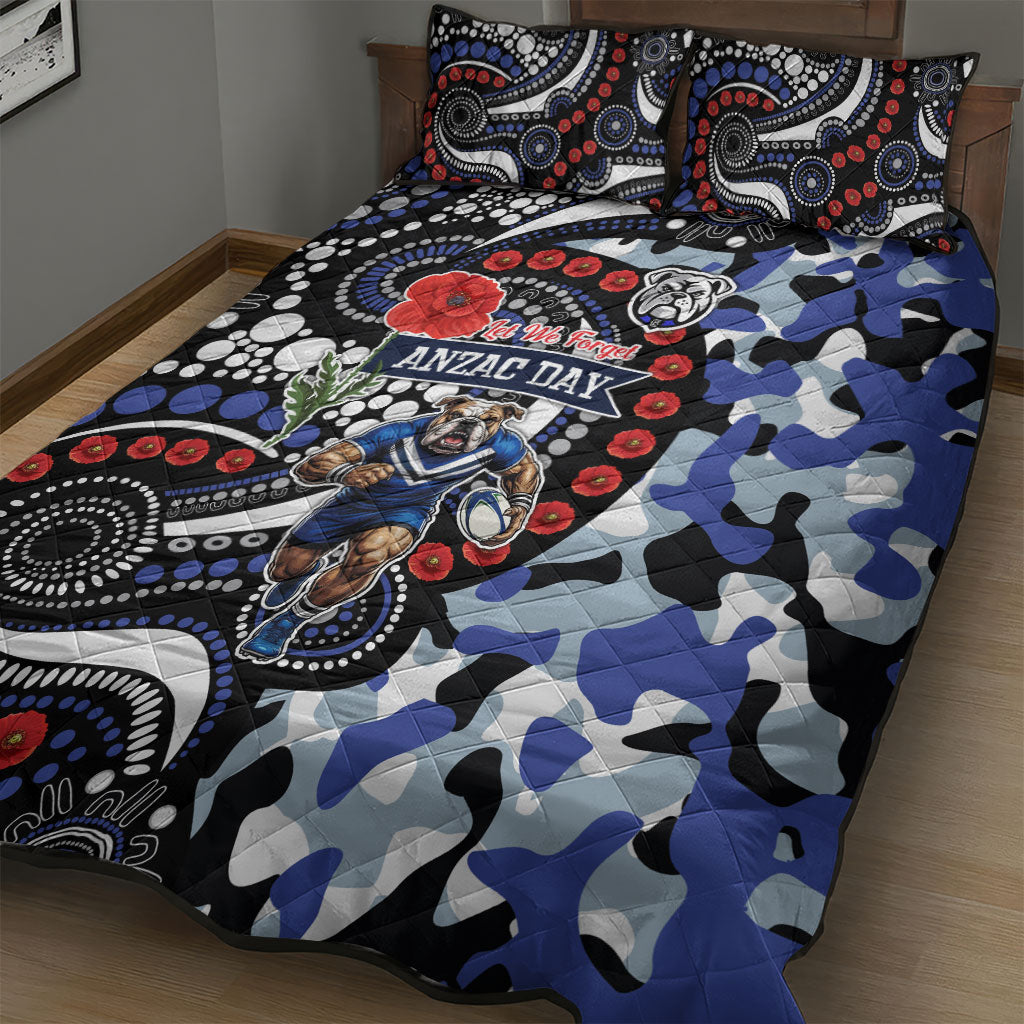 Canterbury Bulldogs ANZAC Day Quilt Bed Set Aboriginal Dot Poppy Remembrance Bulldog