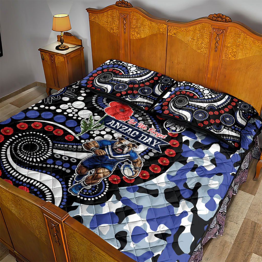 Canterbury Bulldogs ANZAC Day Quilt Bed Set Aboriginal Dot Poppy Remembrance Bulldog