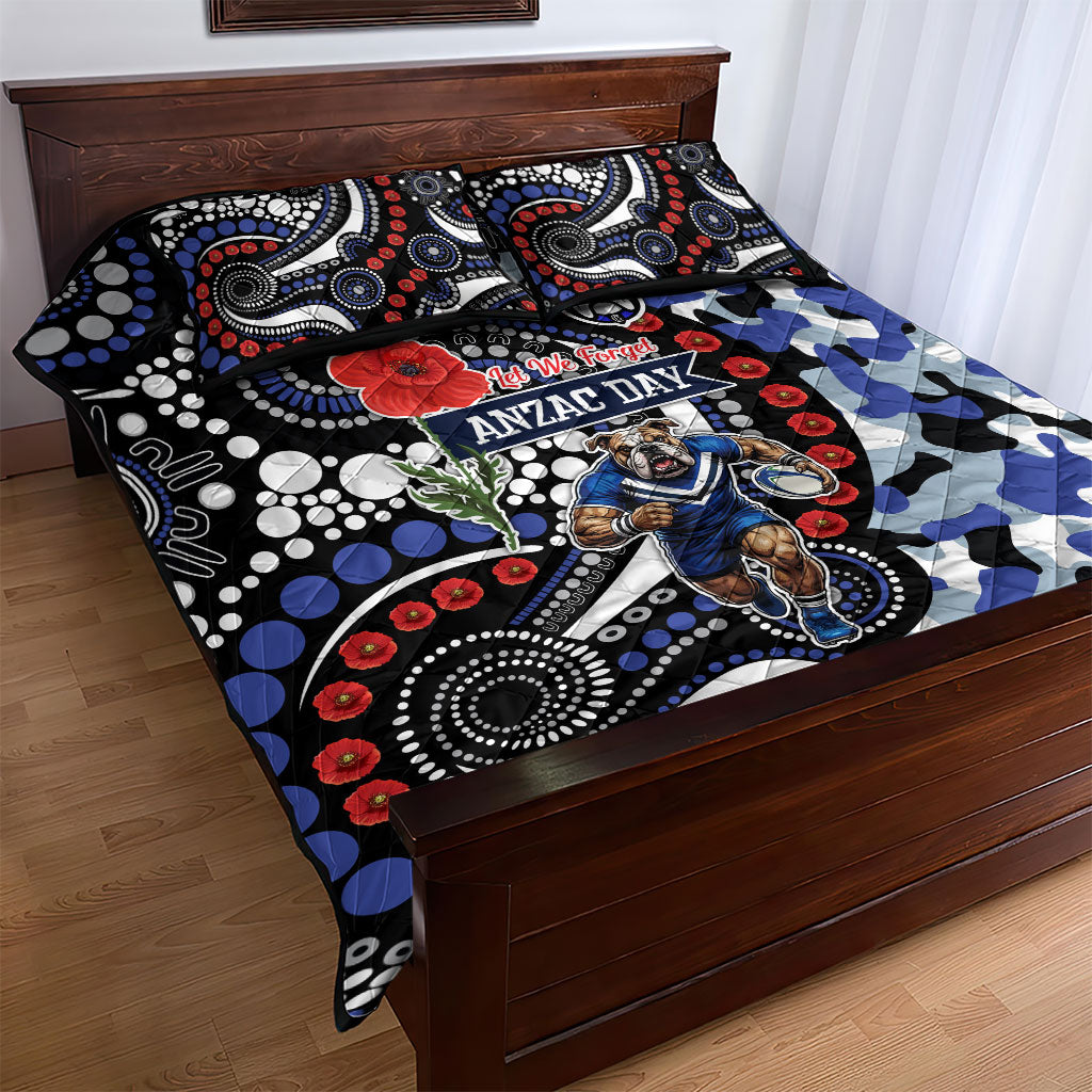 Canterbury Bulldogs ANZAC Day Quilt Bed Set Aboriginal Dot Poppy Remembrance Bulldog