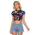 Canterbury Bulldogs ANZAC Day Raglan Cropped T Shirt Aboriginal Dot Poppy Remembrance Bulldog