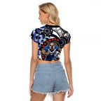 Canterbury Bulldogs ANZAC Day Raglan Cropped T Shirt Aboriginal Dot Poppy Remembrance Bulldog