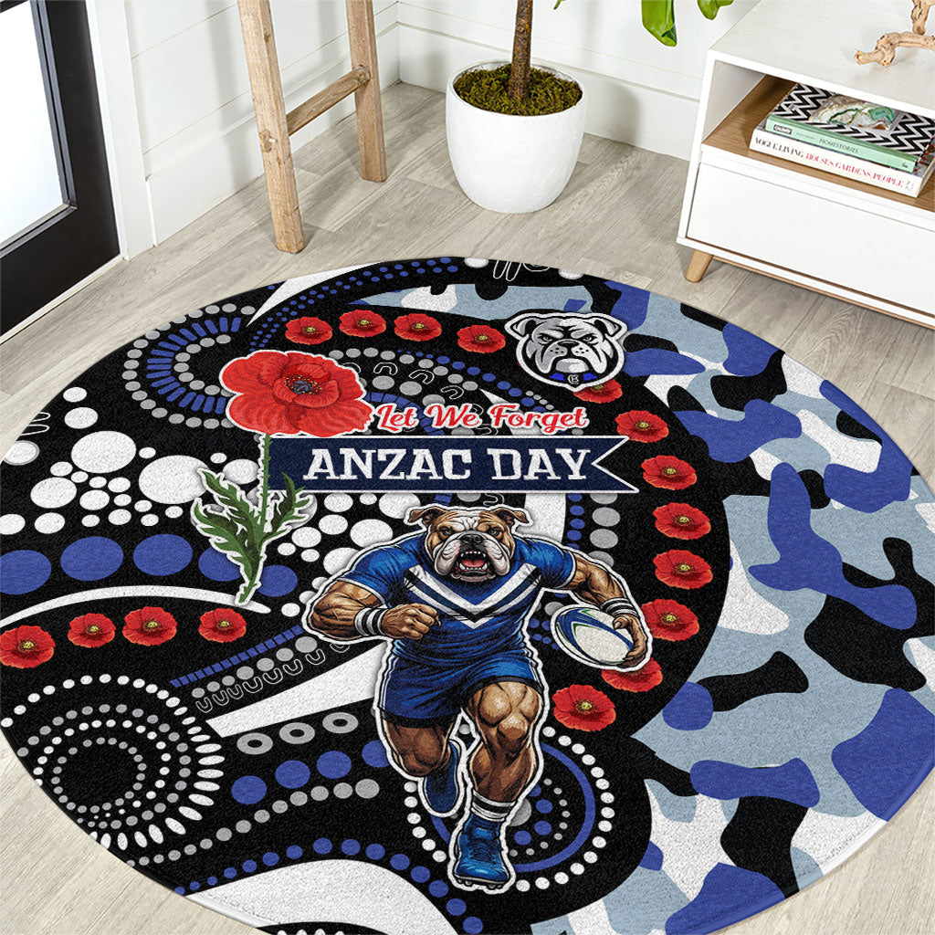 Canterbury Bulldogs ANZAC Day Round Carpet Aboriginal Dot Poppy Remembrance Bulldog