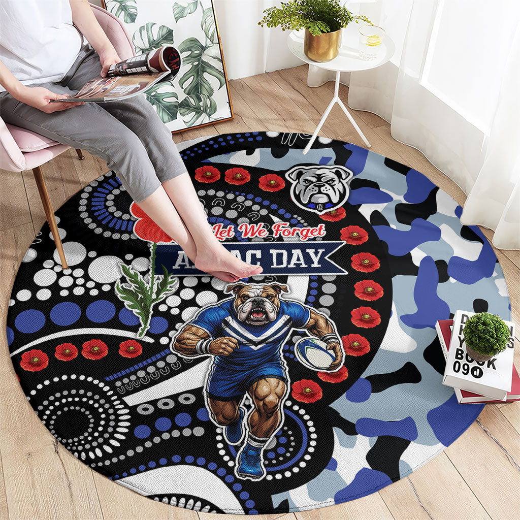 Canterbury Bulldogs ANZAC Day Round Carpet Aboriginal Dot Poppy Remembrance Bulldog