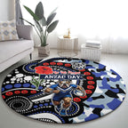 Canterbury Bulldogs ANZAC Day Round Carpet Aboriginal Dot Poppy Remembrance Bulldog