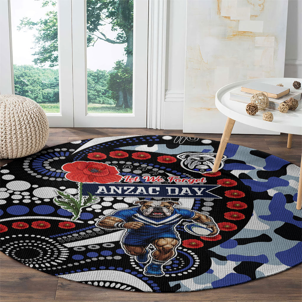 Canterbury Bulldogs ANZAC Day Round Carpet Aboriginal Dot Poppy Remembrance Bulldog