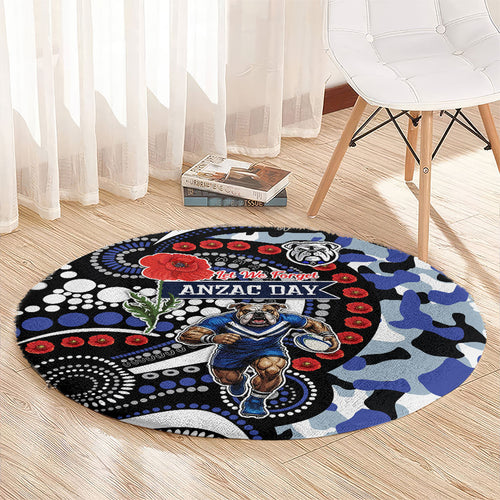 Canterbury Bulldogs ANZAC Day Round Carpet Aboriginal Dot Poppy Remembrance Bulldog