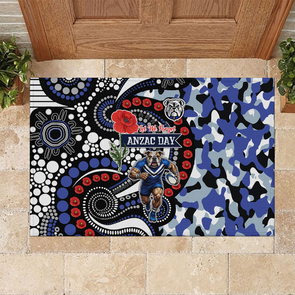 Canterbury Bulldogs ANZAC Day Rubber Doormat Aboriginal Dot Poppy Remembrance Bulldog