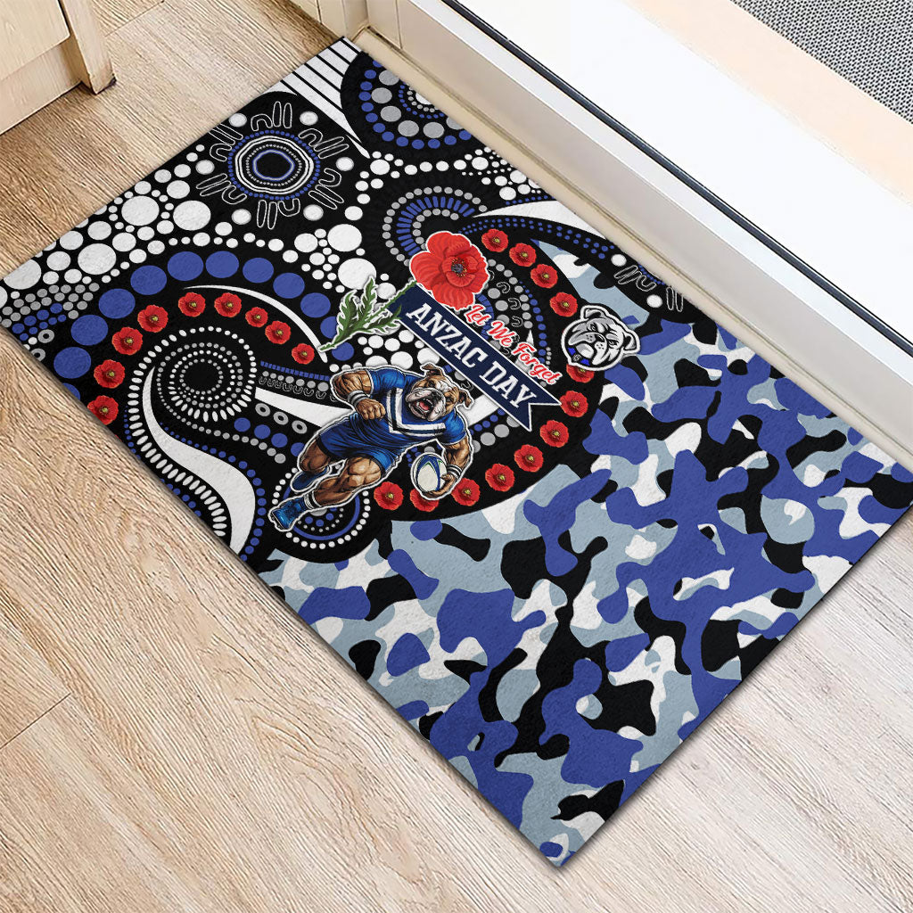 Canterbury Bulldogs ANZAC Day Rubber Doormat Aboriginal Dot Poppy Remembrance Bulldog