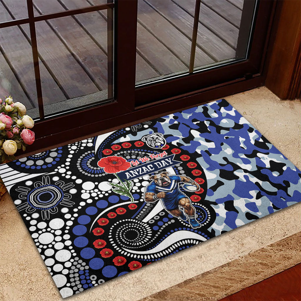 Canterbury Bulldogs ANZAC Day Rubber Doormat Aboriginal Dot Poppy Remembrance Bulldog