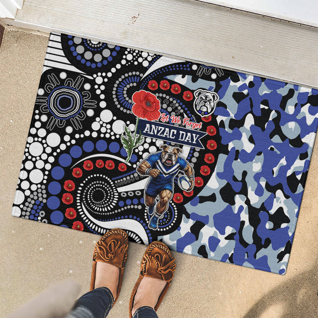 Canterbury Bulldogs ANZAC Day Rubber Doormat Aboriginal Dot Poppy Remembrance Bulldog