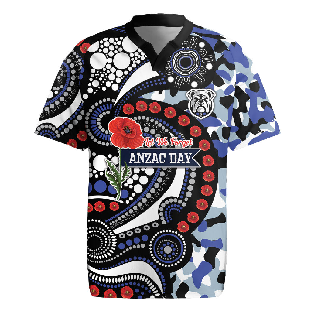 Canterbury Bulldogs ANZAC Day Rugby Jersey Aboriginal Dot Poppy Remembrance Bulldog