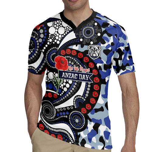 Canterbury Bulldogs ANZAC Day Rugby Jersey Aboriginal Dot Poppy Remembrance Bulldog