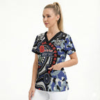 Canterbury Bulldogs ANZAC Day Scrub Top Aboriginal Dot Poppy Remembrance Bulldog