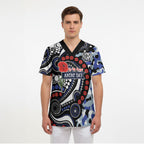 Canterbury Bulldogs ANZAC Day Scrub Top Aboriginal Dot Poppy Remembrance Bulldog