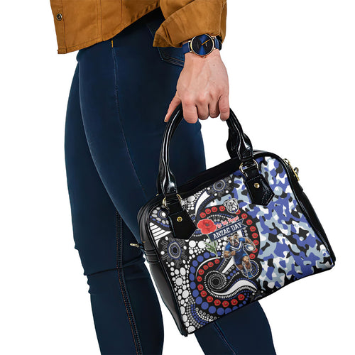 Canterbury Bulldogs ANZAC Day Shoulder Handbag Aboriginal Dot Poppy Remembrance Bulldog