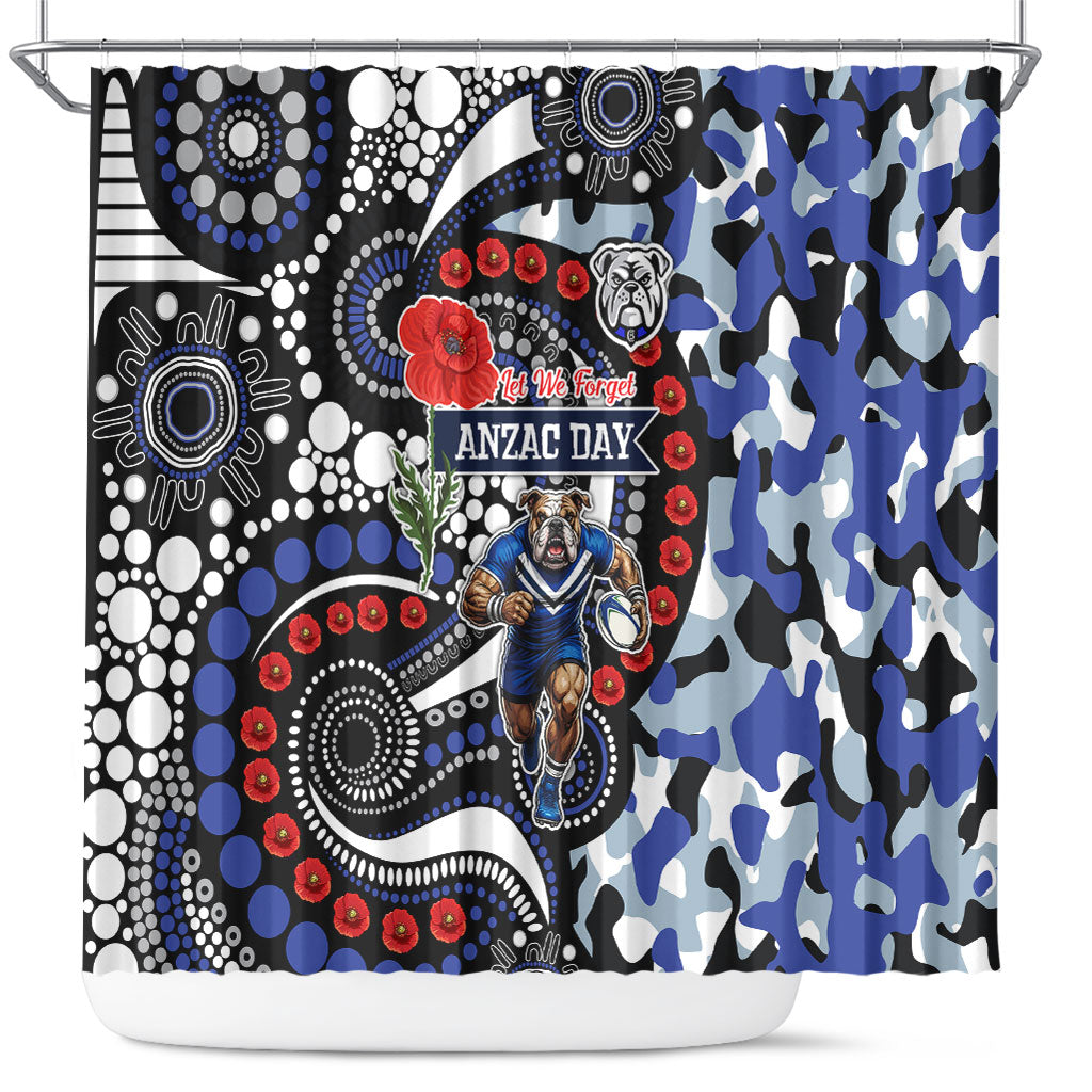 Canterbury Bulldogs ANZAC Day Shower Curtain Aboriginal Dot Poppy Remembrance Bulldog