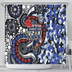 Canterbury Bulldogs ANZAC Day Shower Curtain Aboriginal Dot Poppy Remembrance Bulldog