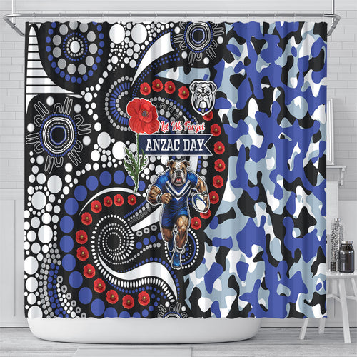 Canterbury Bulldogs ANZAC Day Shower Curtain Aboriginal Dot Poppy Remembrance Bulldog