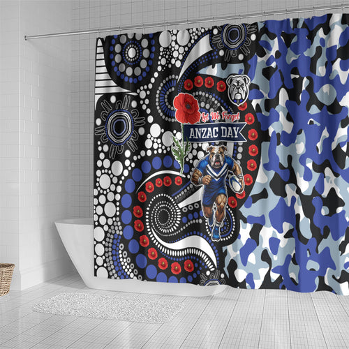 Canterbury Bulldogs ANZAC Day Shower Curtain Aboriginal Dot Poppy Remembrance Bulldog