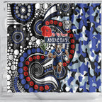 Canterbury Bulldogs ANZAC Day Shower Curtain Aboriginal Dot Poppy Remembrance Bulldog