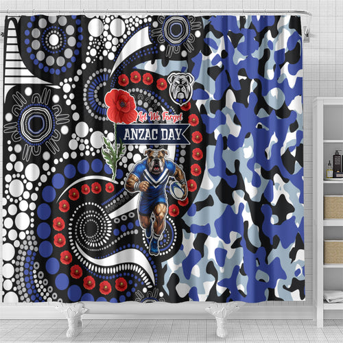 Canterbury Bulldogs ANZAC Day Shower Curtain Aboriginal Dot Poppy Remembrance Bulldog