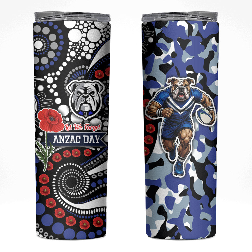 Canterbury Bulldogs ANZAC Day Skinny Tumbler Aboriginal Dot Poppy Remembrance Bulldog