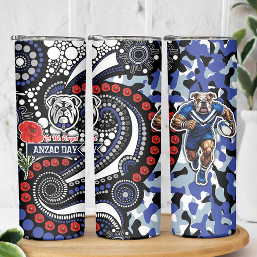 Canterbury Bulldogs ANZAC Day Skinny Tumbler Aboriginal Dot Poppy Remembrance Bulldog