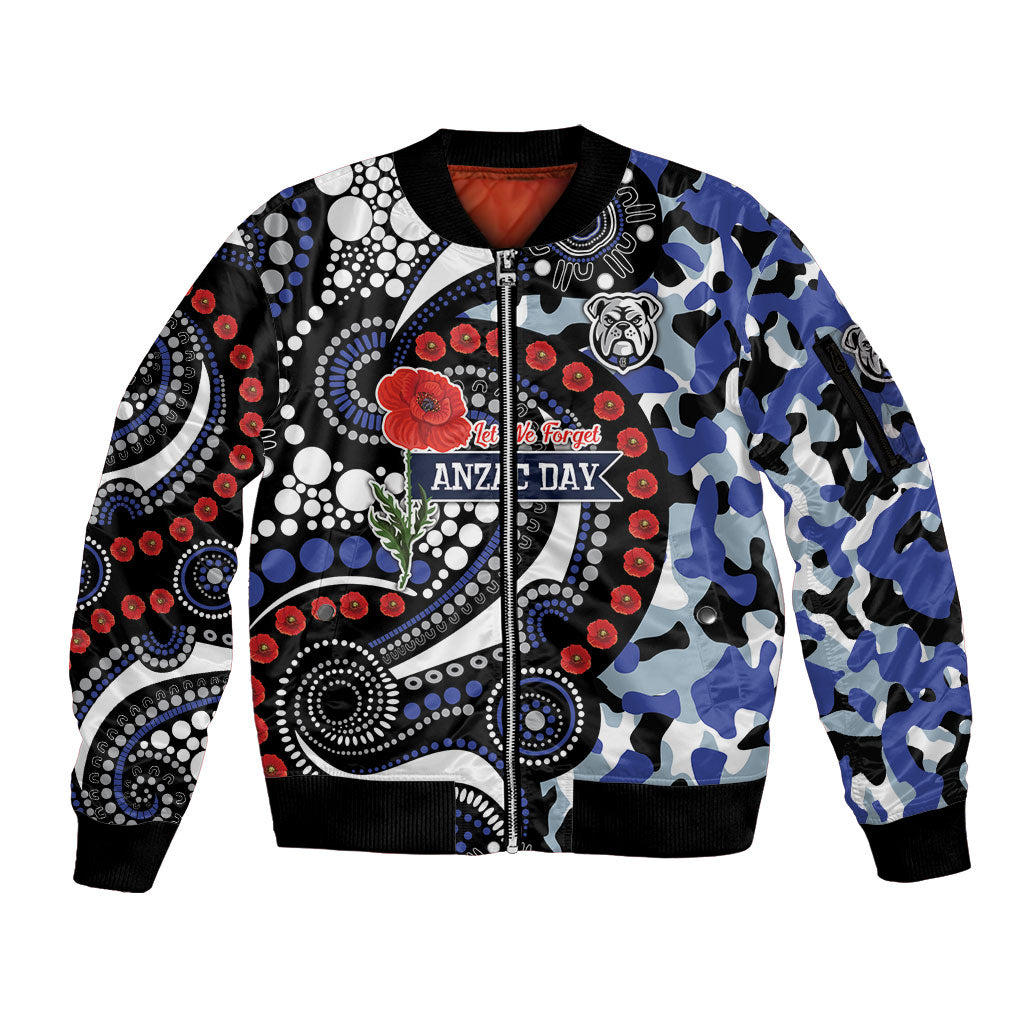 Canterbury Bulldogs ANZAC Day Sleeve Zip Bomber Jacket Aboriginal Dot Poppy Remembrance Bulldog