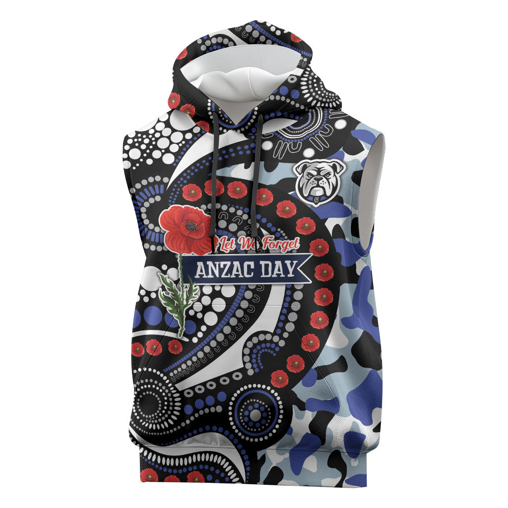Canterbury Bulldogs ANZAC Day Sleeveless Hoodie Aboriginal Dot Poppy Remembrance Bulldog