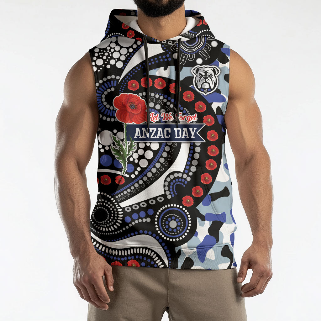 Canterbury Bulldogs ANZAC Day Sleeveless Hoodie Aboriginal Dot Poppy Remembrance Bulldog