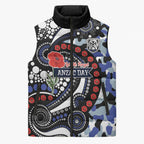 Canterbury Bulldogs ANZAC Day Sleeveless Puffer Jacket Aboriginal Dot Poppy Remembrance Bulldog