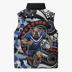 Canterbury Bulldogs ANZAC Day Sleeveless Puffer Jacket Aboriginal Dot Poppy Remembrance Bulldog