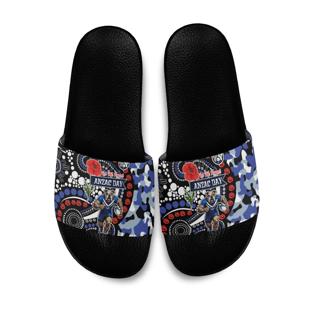 Canterbury Bulldogs ANZAC Day Slide Sandals Aboriginal Dot Poppy Remembrance Bulldog