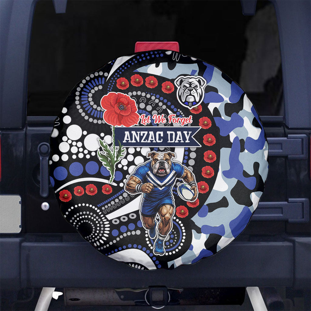 Canterbury Bulldogs ANZAC Day Spare Tire Cover Aboriginal Dot Poppy Remembrance Bulldog