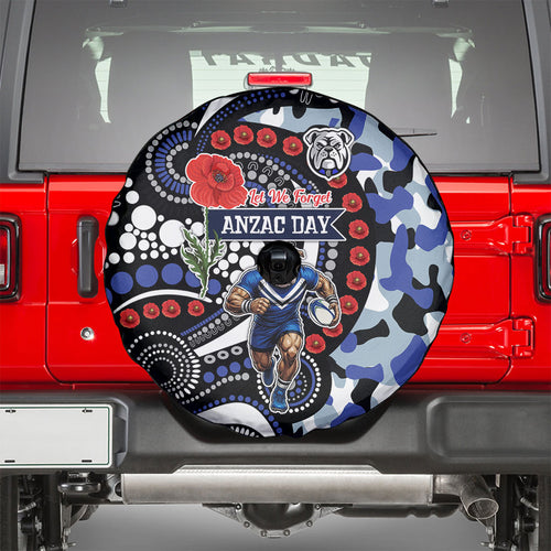 Canterbury Bulldogs ANZAC Day Spare Tire Cover Aboriginal Dot Poppy Remembrance Bulldog