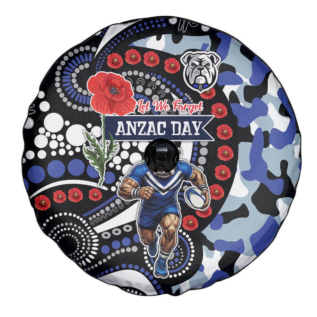 Canterbury Bulldogs ANZAC Day Spare Tire Cover Aboriginal Dot Poppy Remembrance Bulldog